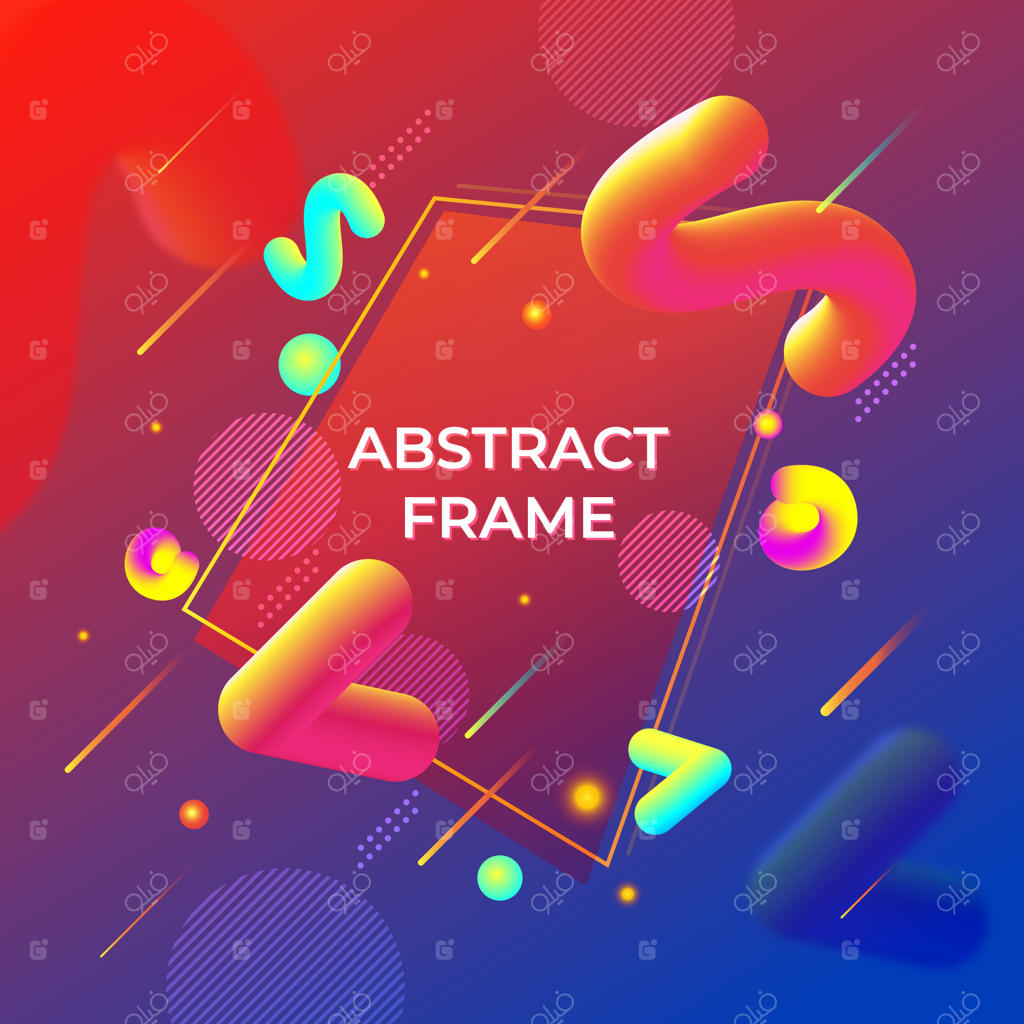 پس‌زمینه انتزاعی اشکال سه‌بعدی سیال به سبک ممفیس