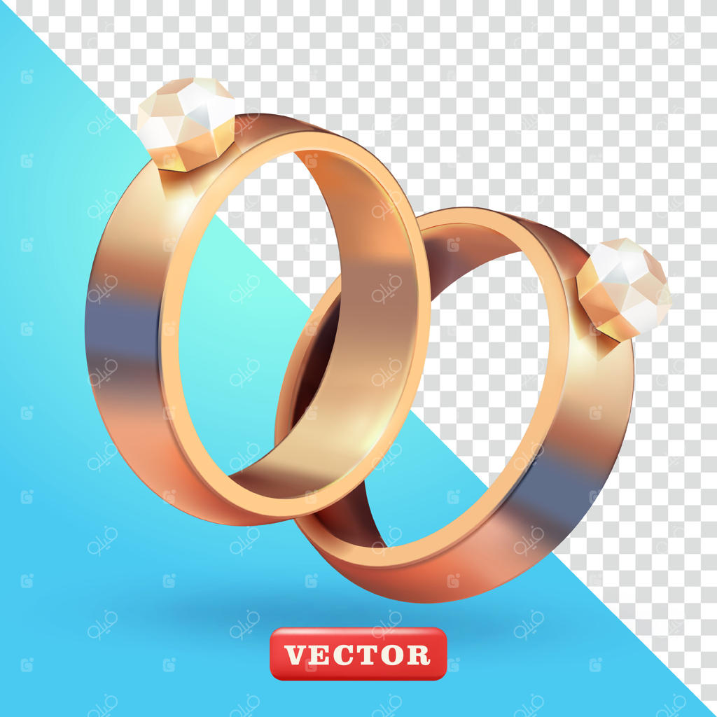 یک جفت حلقه ازدواج سه‌بعدی، مناسب برای مراسم و عناصر طراحی