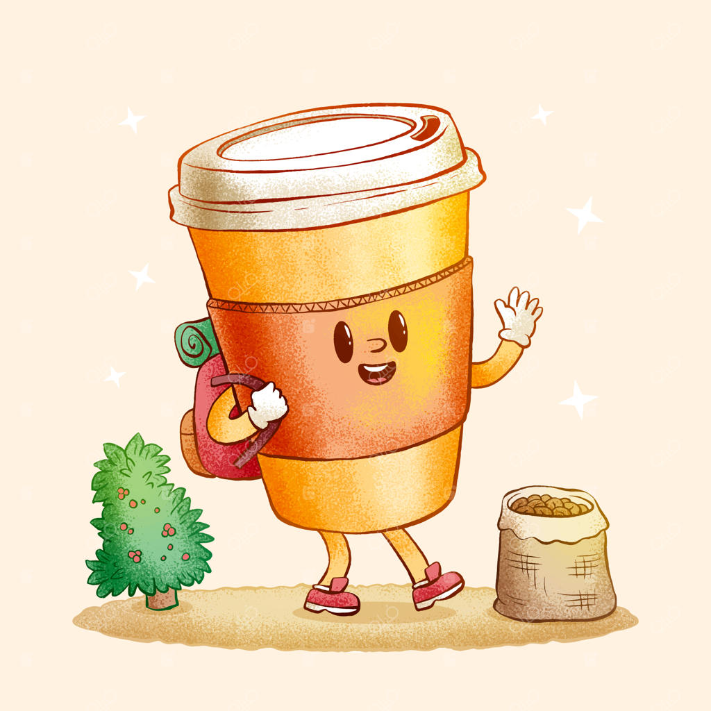 تصویرسازی کارتونی قهوه دست‌ساز