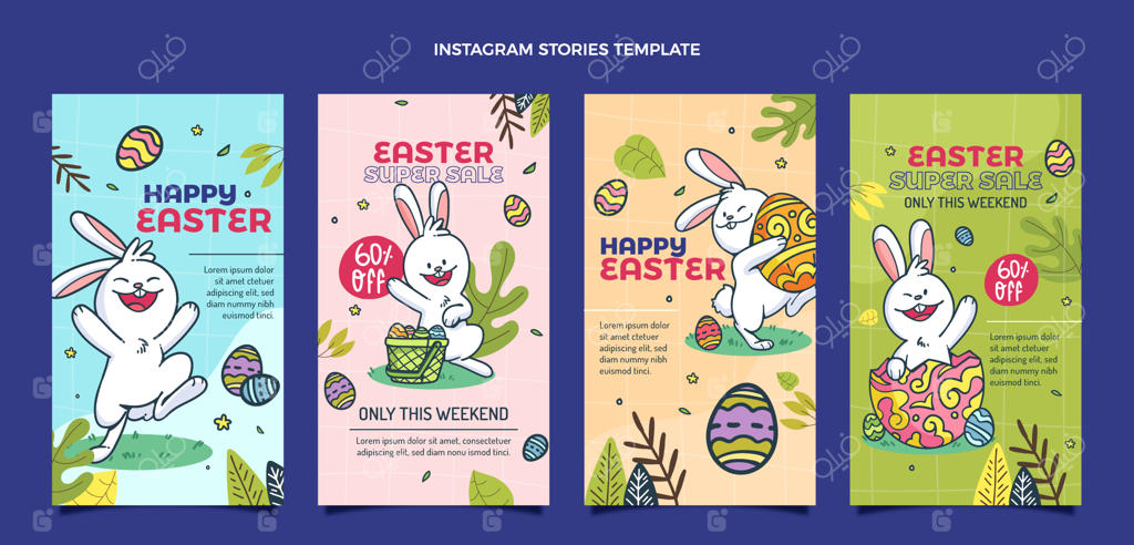 مجموعه استوری‌های اینستاگرام برای عید پاک با طراحی ساده