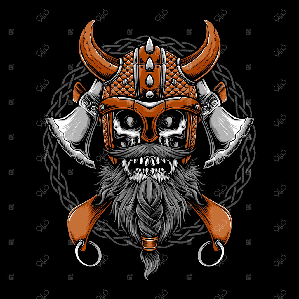 وکتور جمجمه وایکینگ با تبر جنگی