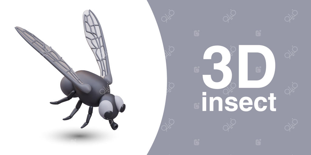 پوستر با حشره کارتونی واقع‌گرایانه و جایگاه برای متن