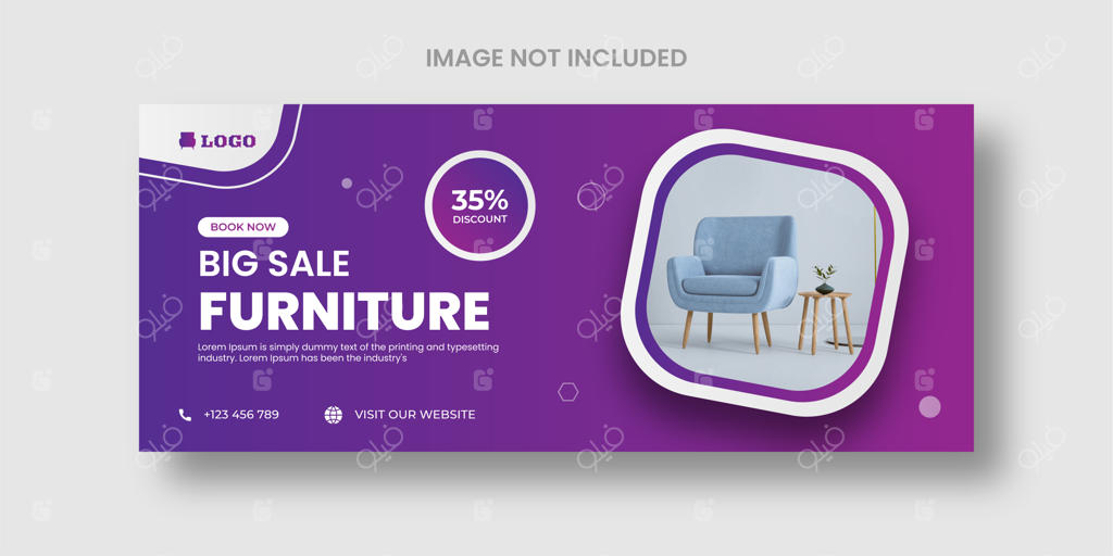 طراحی کاور فیس‌بوک و بنر وب‌سایت حراج مبلمان