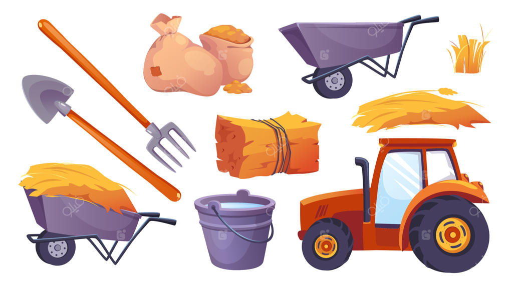 تصویرسازی ابزار و تجهیزات ضروری کشاورزی – وکتور حرفه‌ای