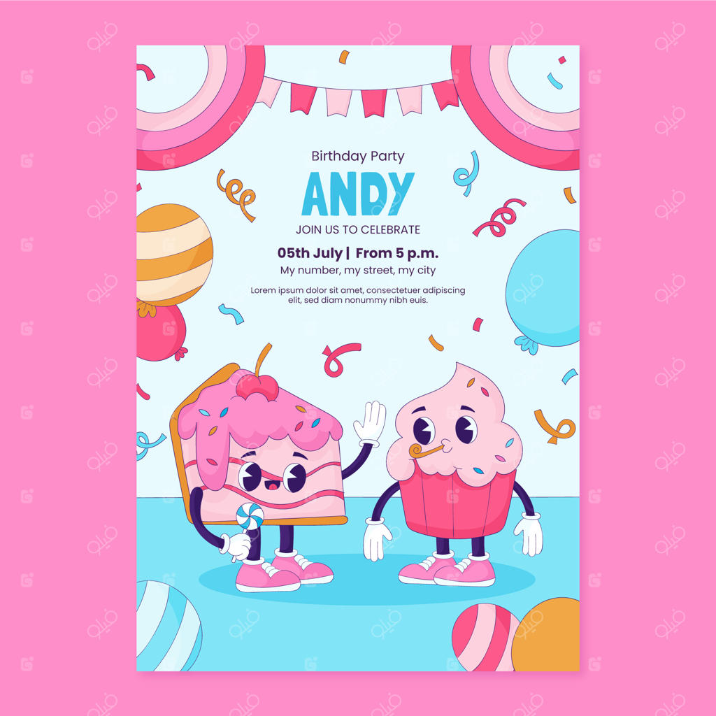 پوستر جشن تولد با طراحی دستی