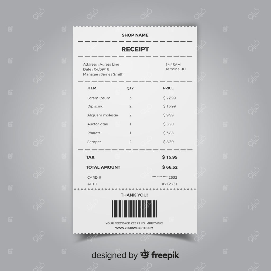 مجموعه قالب‌های رسید با طراحی واقع‌گرایانه