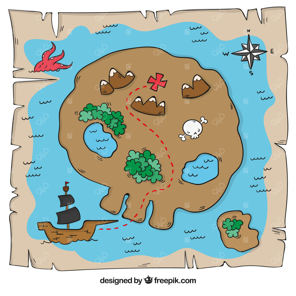 نقشه جزیره گنج به شکل جمجمه