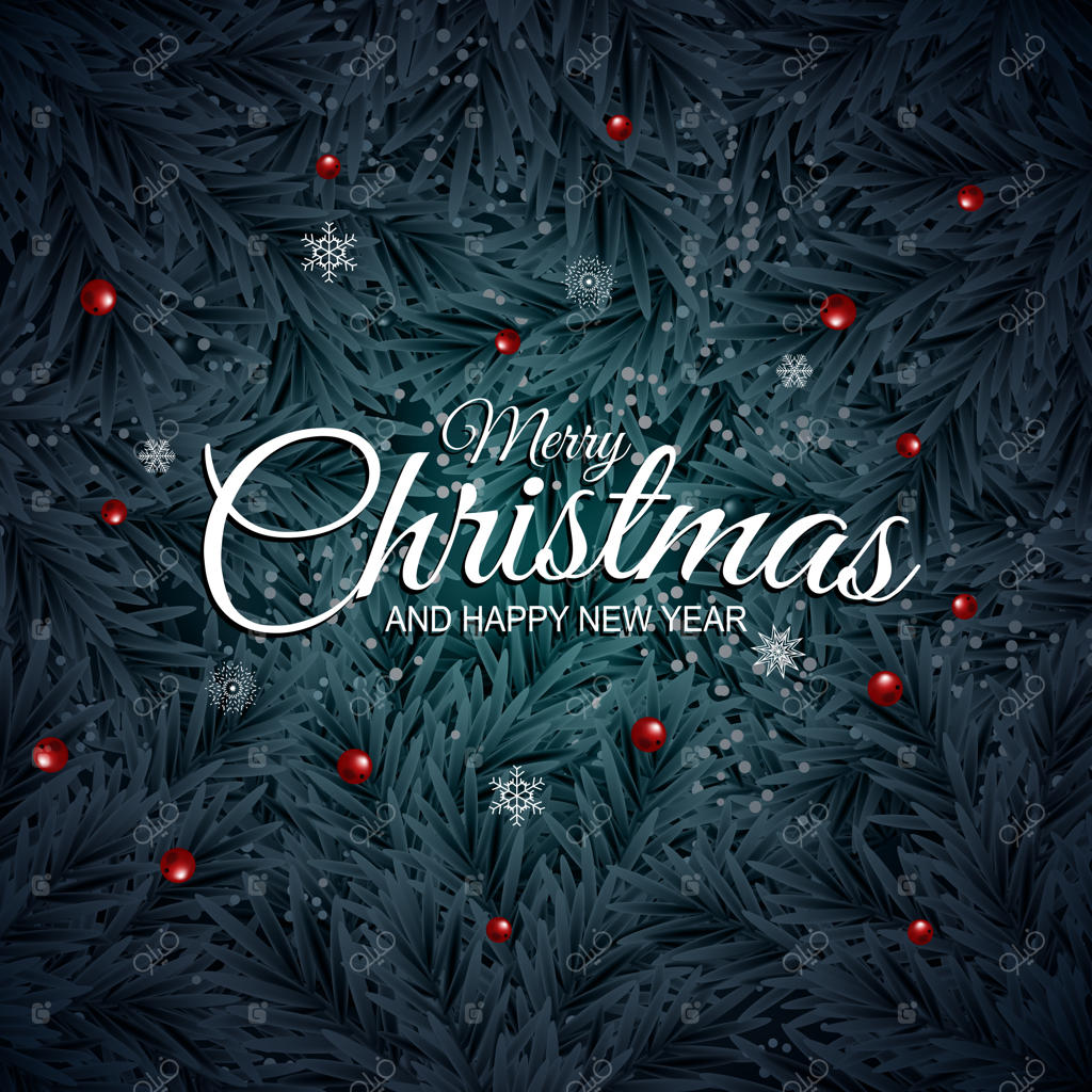 پس‌زمینه تعطیلات سال نو و کریسمس با درخت کریسمس واقعی.