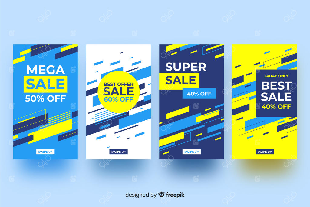 استوری‌های اینستاگرام فروش با طرح‌های انتزاعی و رنگارنگ