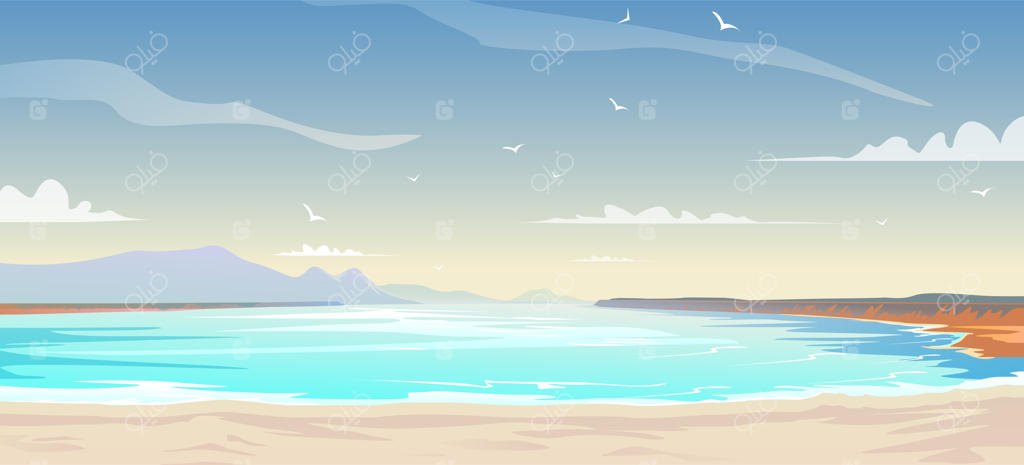 ساحل با ماسه‌های سفید و دریای فیروزه‌ای