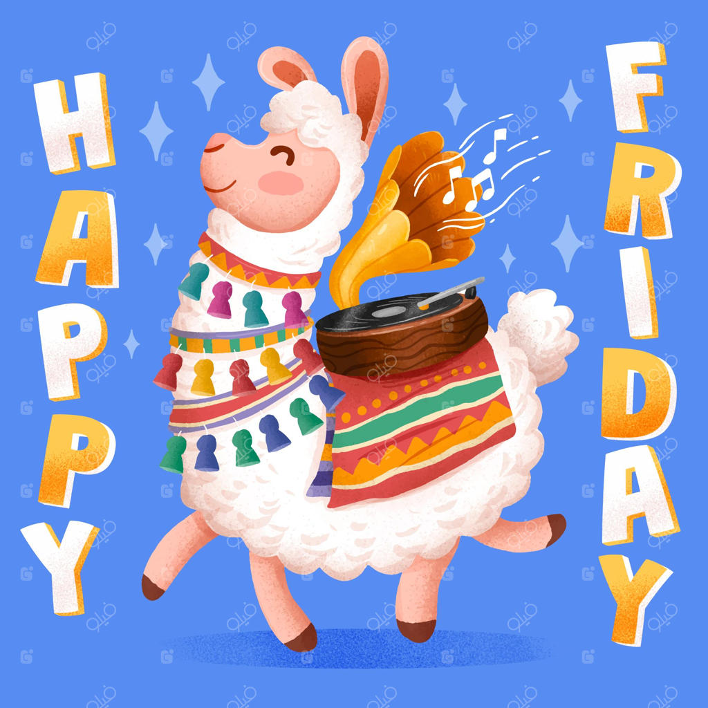 تصویرسازی دستی آلباکا با موضوع جمعه شاد