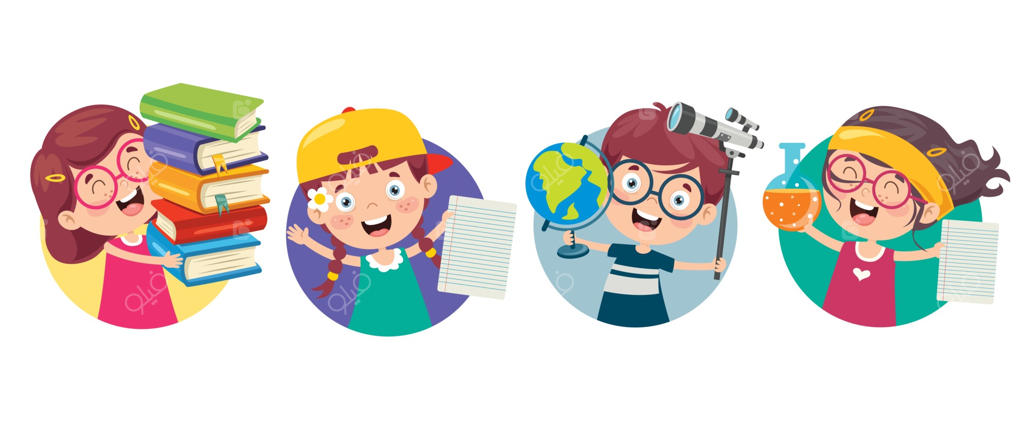 دانش‌آموزان کارتونی شاد و بامزه