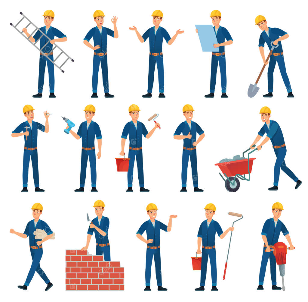 شخصیت کارتونی کارگر: تکنسین، سازنده و مکانیک.