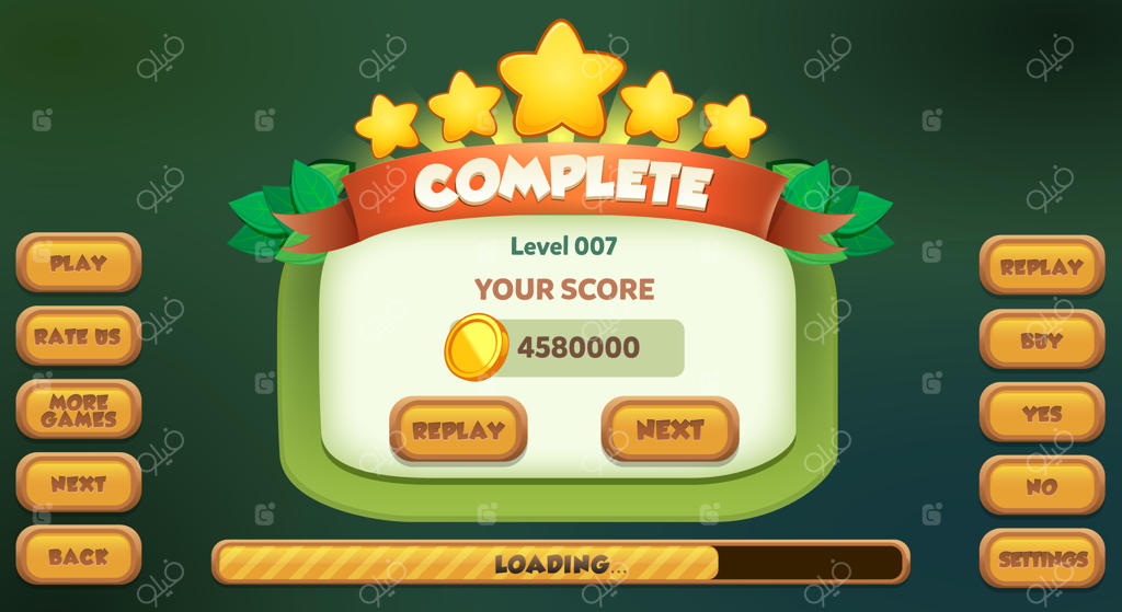 منوی توقف بازی با موسیقی و دکمه‌ها - طراحی کامل رابط کاربری بازی