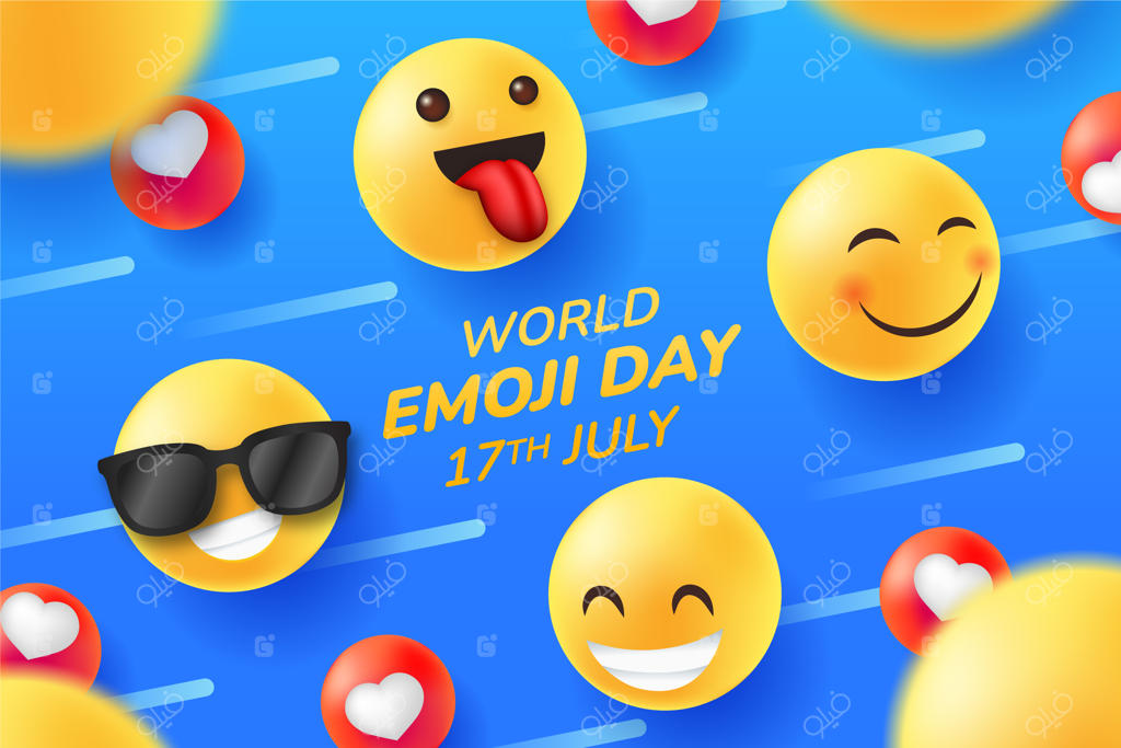 پس‌زمینه روز جهانی ایموجی با گرادیان و شکلک‌ها