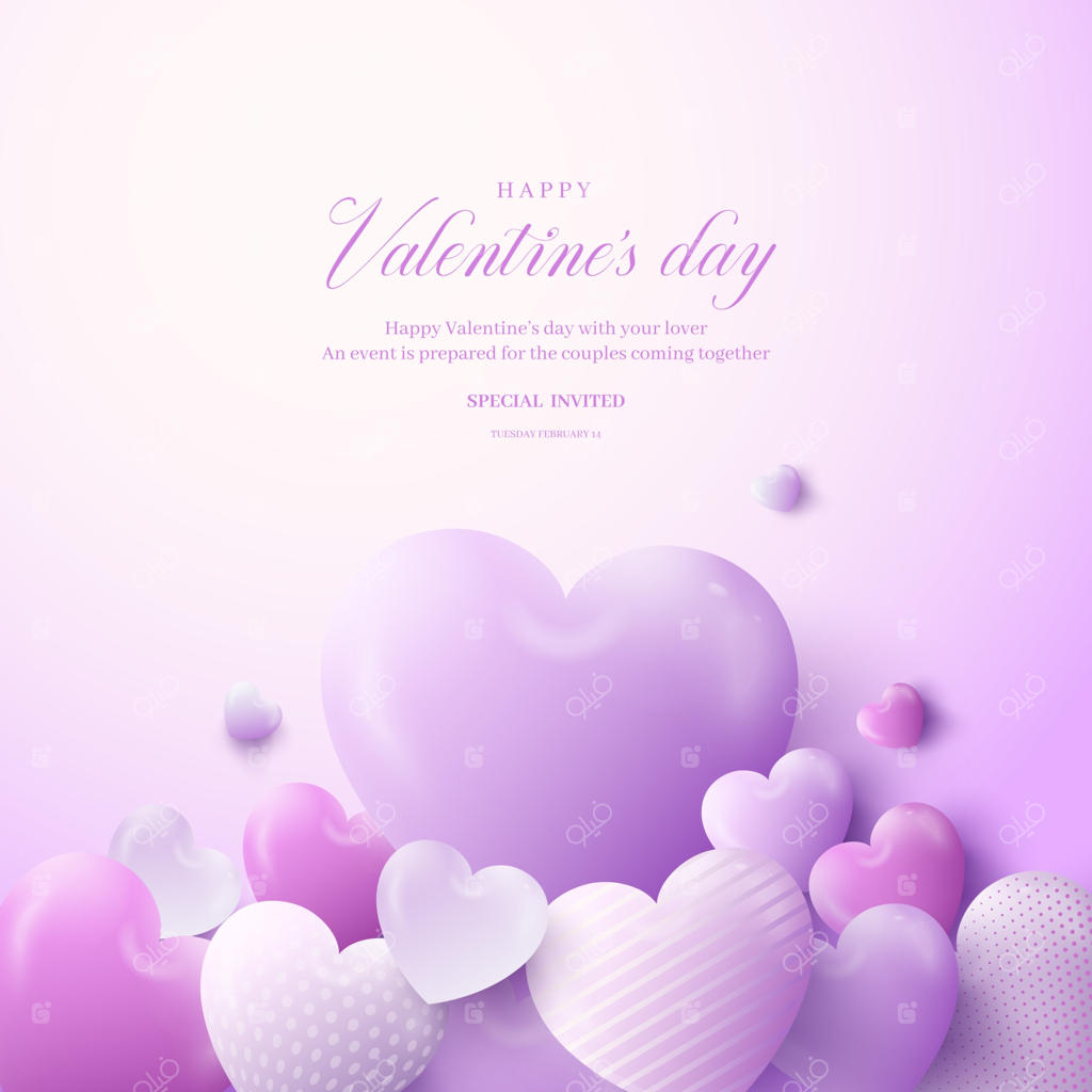 روز ولنتاین مبارک. پس‌زمینه با قلب‌های واقعی.