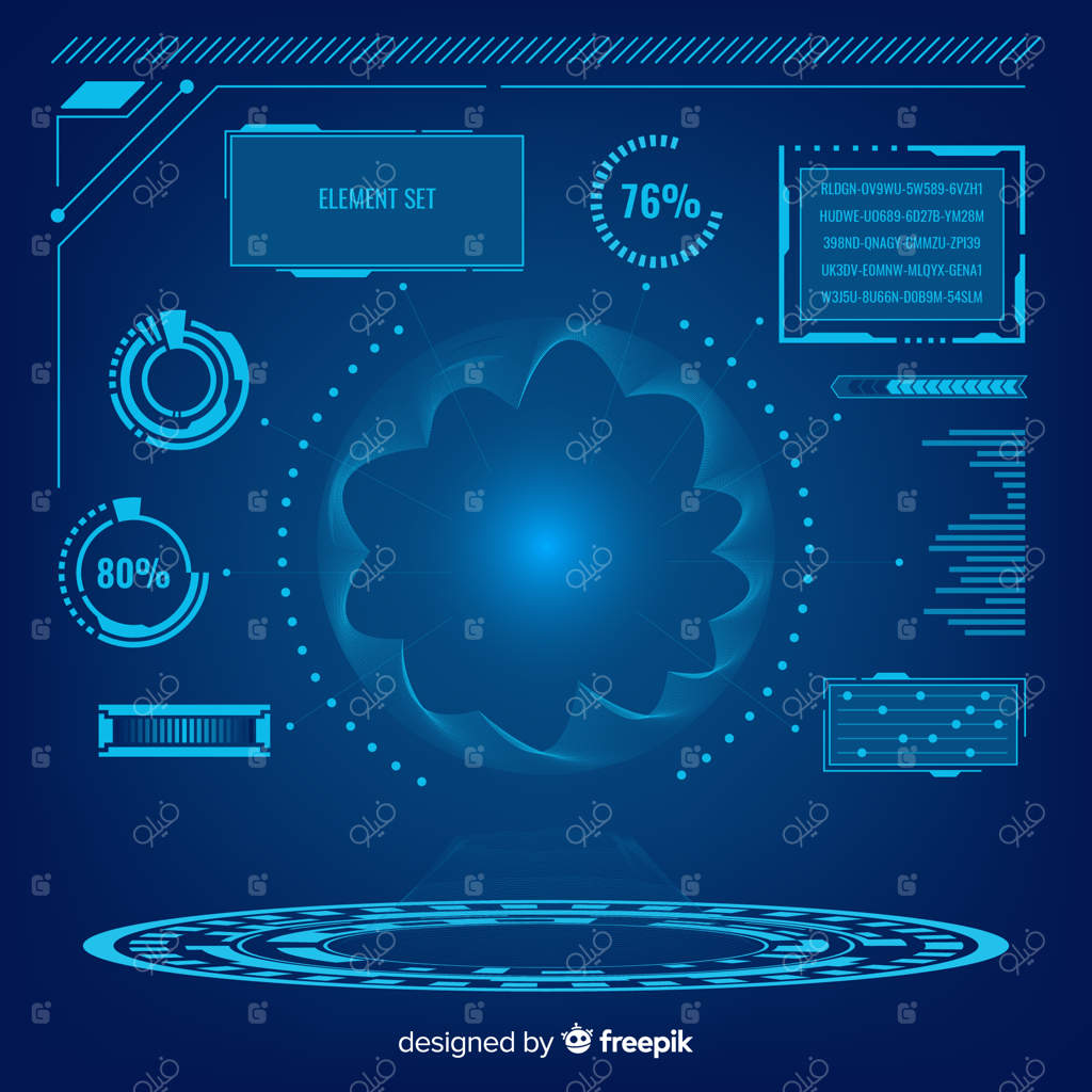 مجموعه عناصر اینفوگرافیک هولوگرام آینده‌نگر