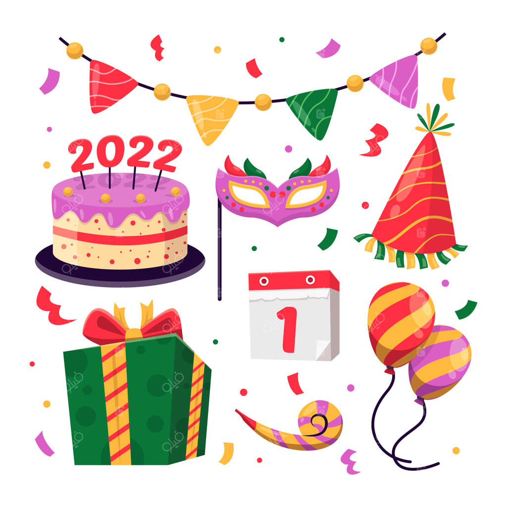 مجموعه عناصر طراحی مخصوص شب سال نو 2022