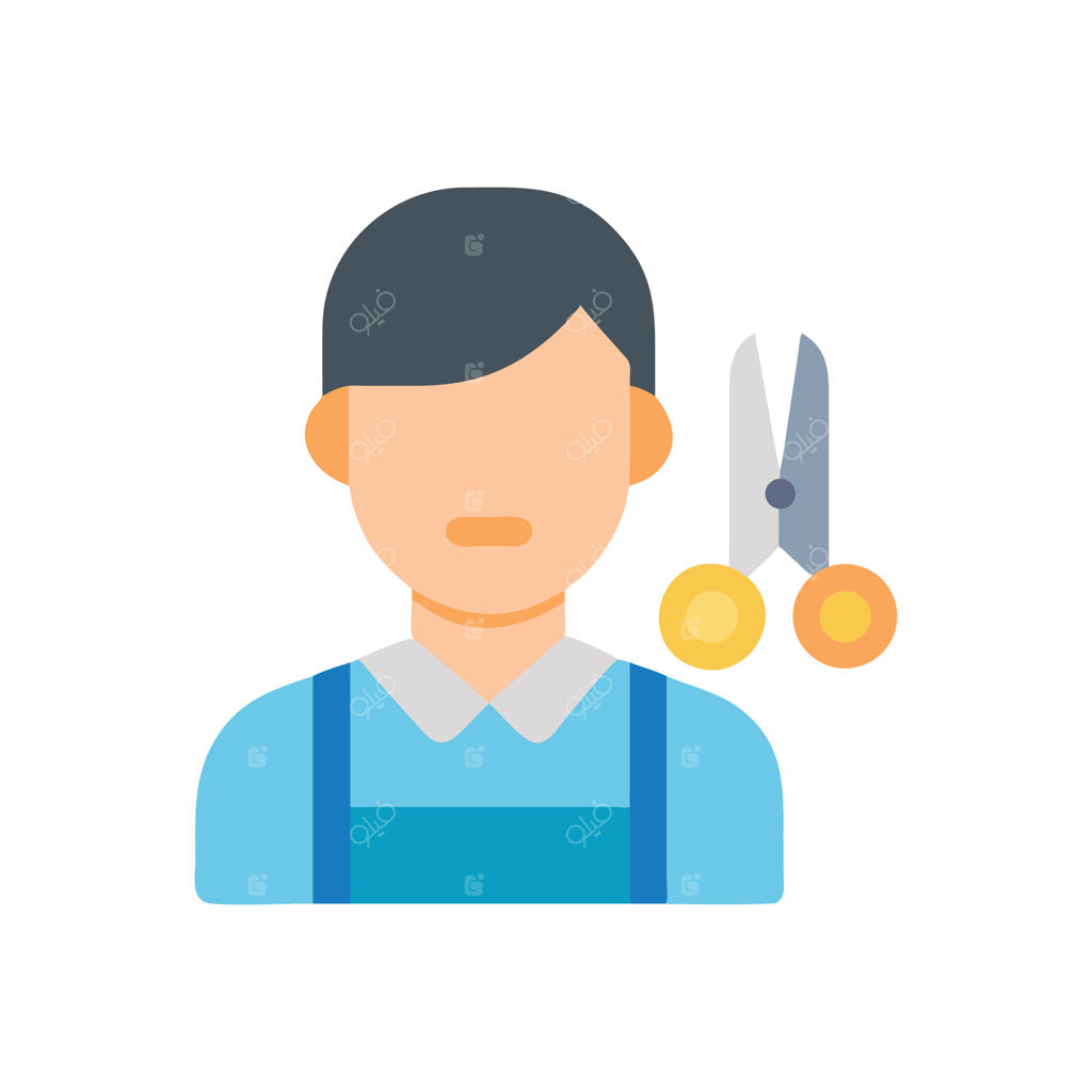 تصویر آیکون آرایشگر به سبک طراحی تخت