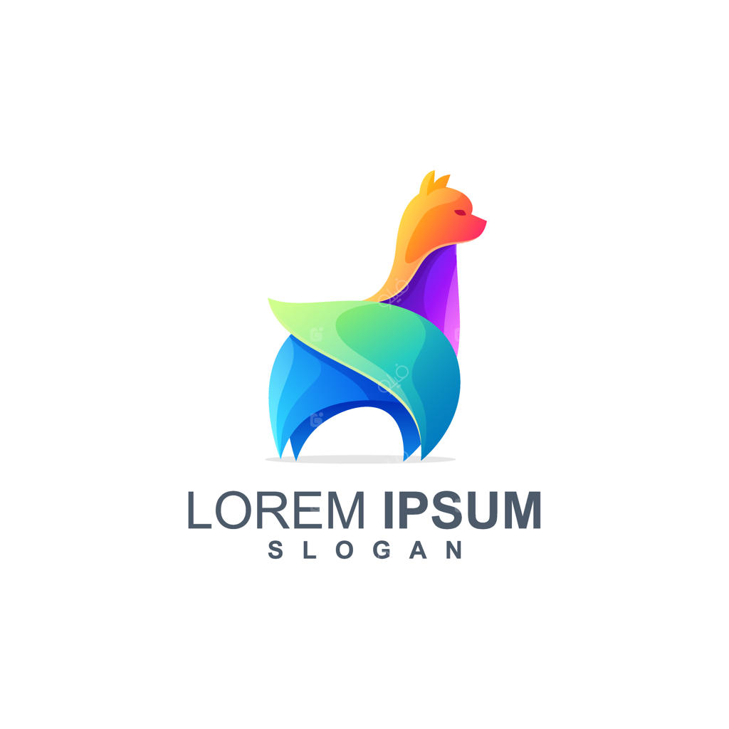 طراحی لوگوی لاما با رنگ‌های متنوع