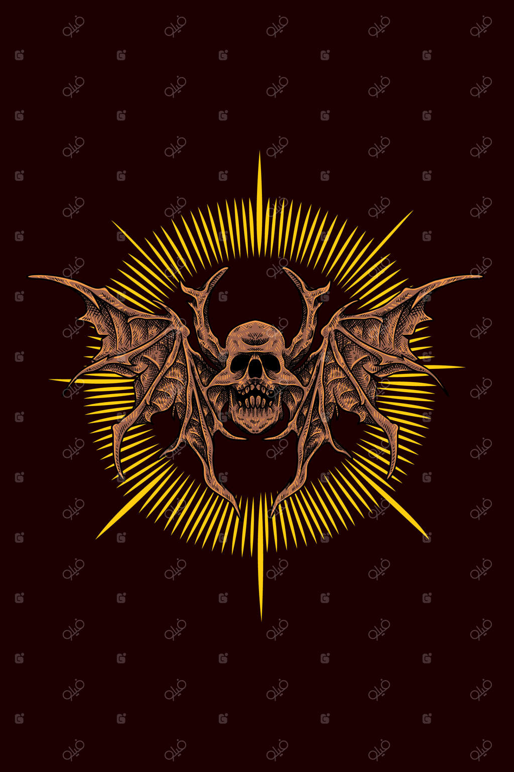 تصویر برداری جمجمه بالدار