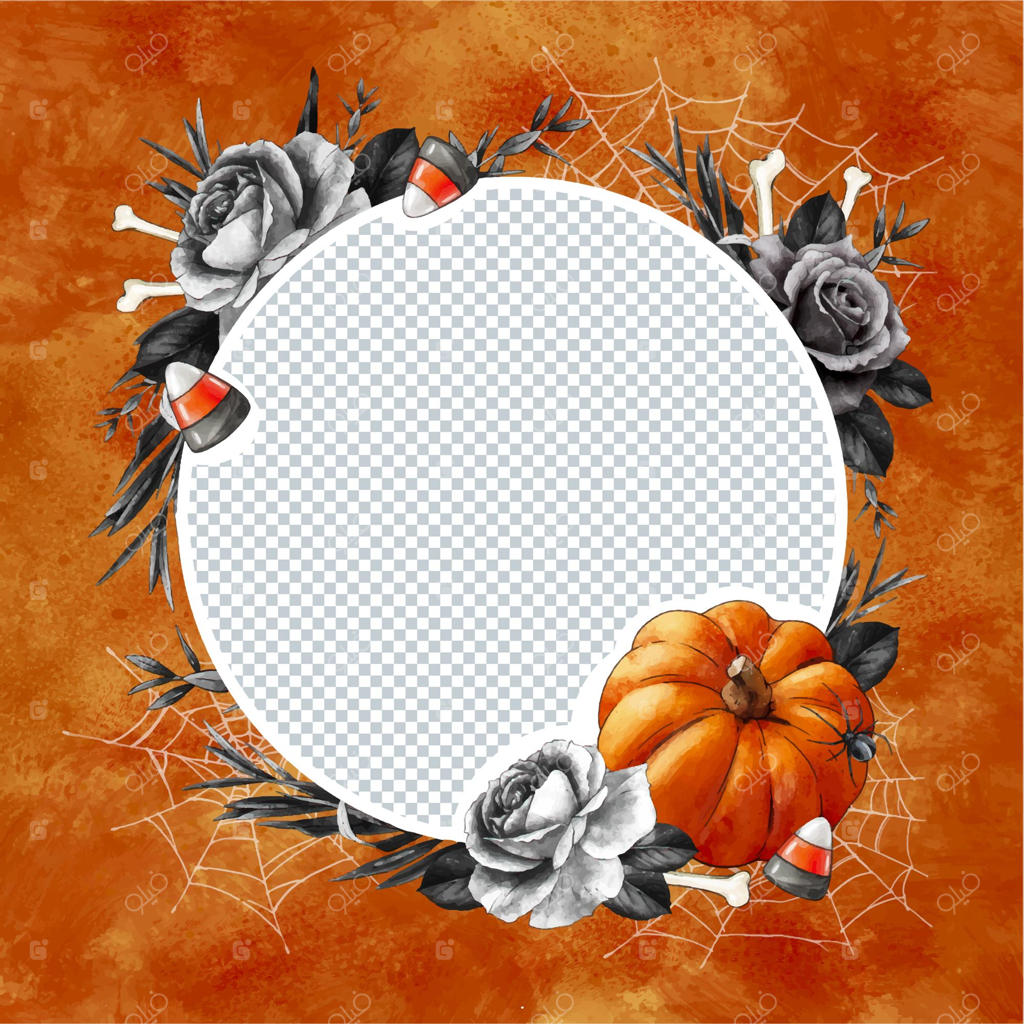 قالب قاب شبکه‌های اجتماعی با طرح آبرنگی هالووین