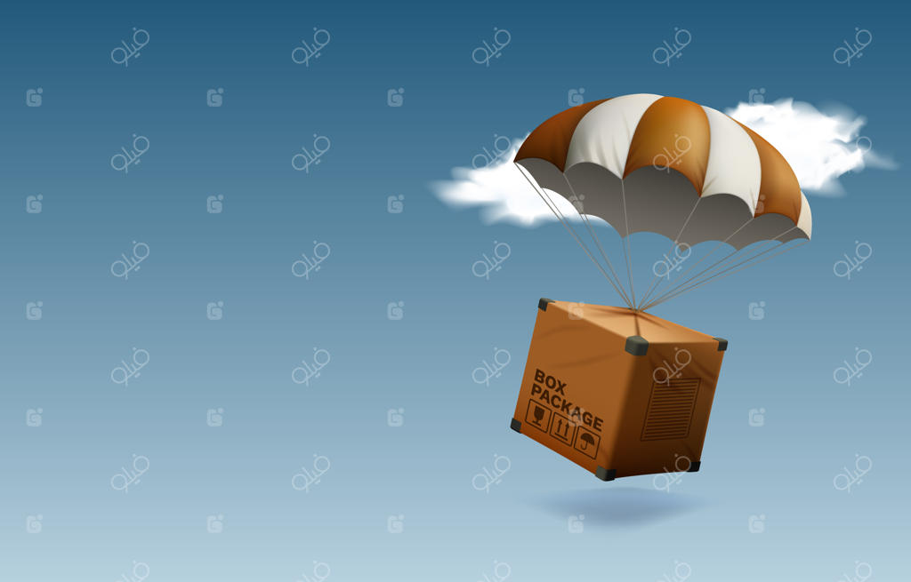 بسته‌بندی داخل جعبه با تحویل توسط چتر نجات هوایی