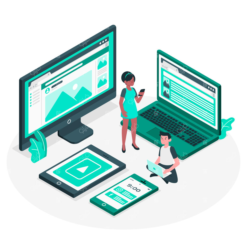 تصویرسازی مفهوم ادغام دستگاه‌های وب در کنار هم