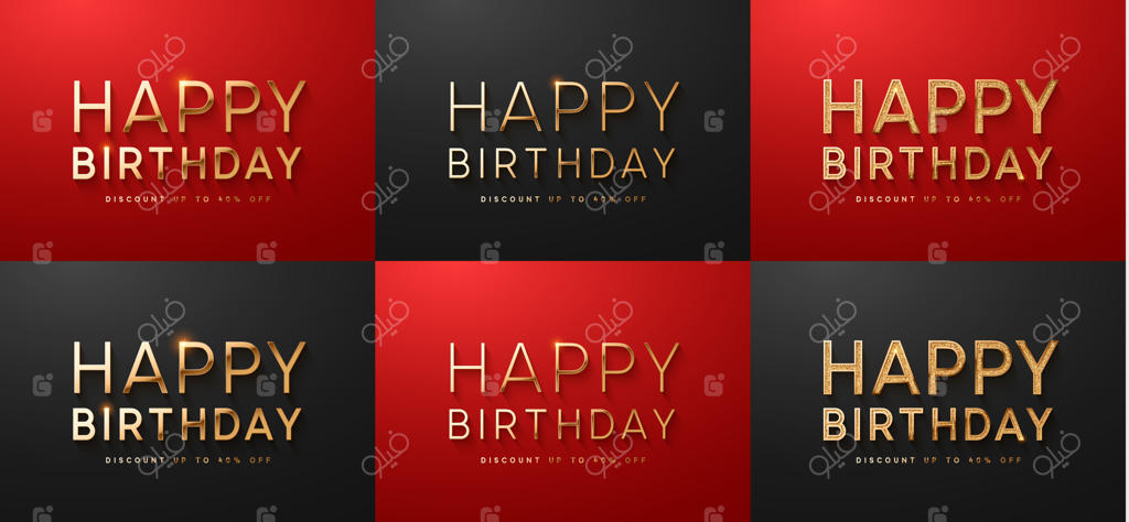 تولدت مبارک با فونت طلایی شیک و زیبا.