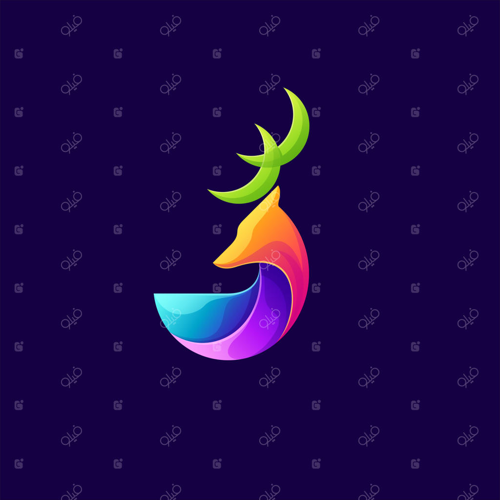 طرح لوگوی گوزن رنگارنگ