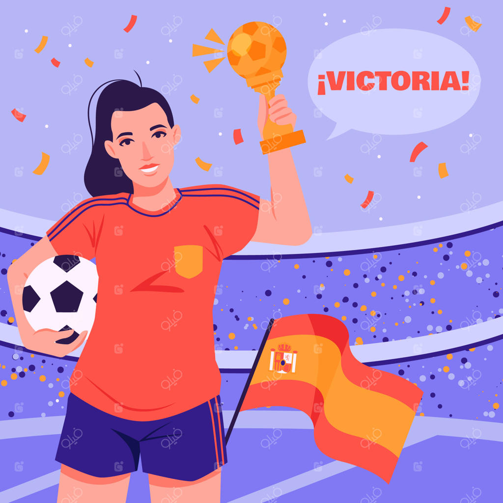 تصویرسازی بازیکن فوتبال اسپانیایی با جام جهانی