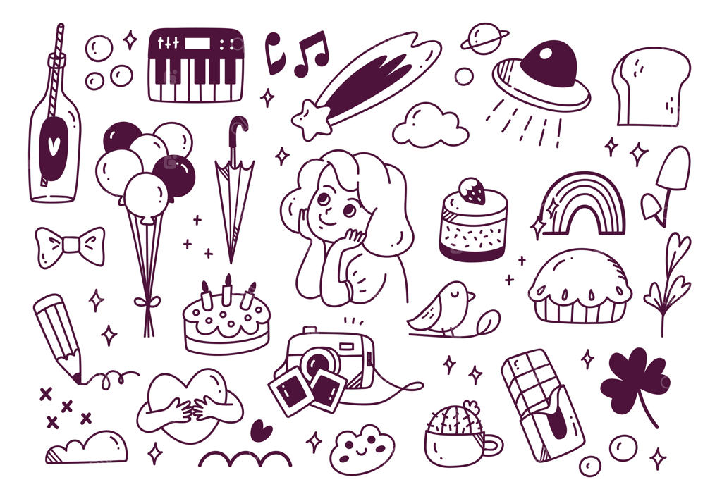 مجموعه‌ای از طرح‌های دست‌کشیده زیبا و بامزه