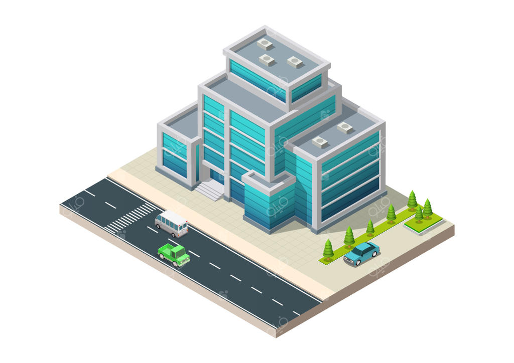 ساختمان اداری مدرن ایزومتریک