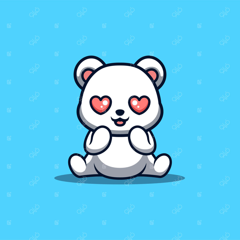 شعار کارتونی خلاقانه و بامزه خرس قطبی شوکه شده