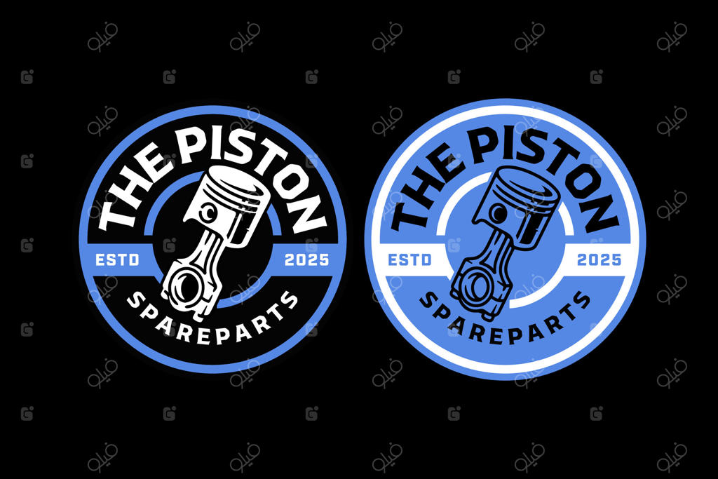 بسته نشان و لوگوی قطعات یدکی پیستون. مجموعه نماد موتور پیستون خودرو قدیمی برای گاراژ و تعمیرگاه. بسته پچ موتور پیستون خودرویی. برچسب سرسیلندر کلاسیک. تصویرسازی