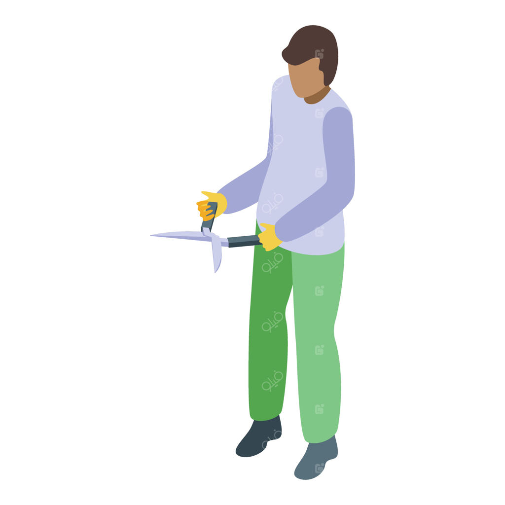 باغبان با قیچی آماده هرس کردن بوته‌ها می‌شود