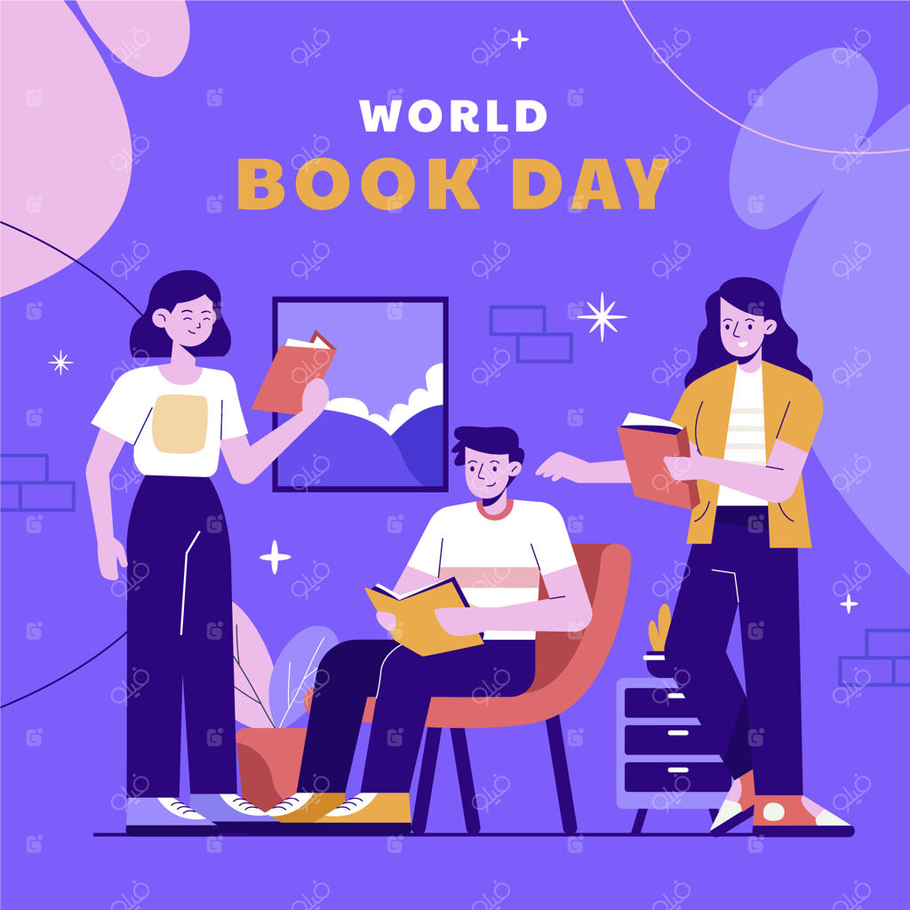 تصویرسازی تخت برای جشن روز جهانی کتاب