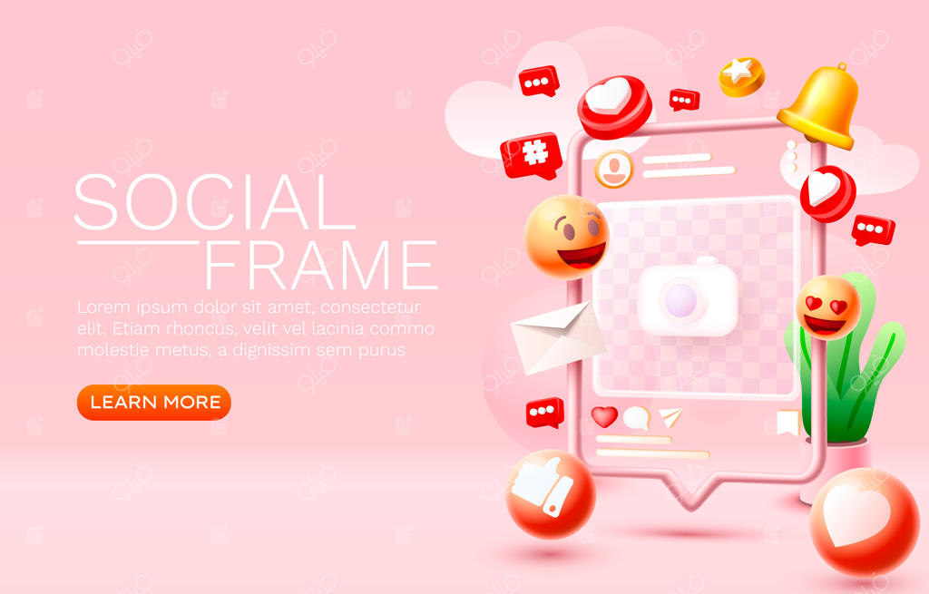 تابلوی پیام شبکه اجتماعی: قاب عکس، فالوئرها و آیکون‌های رسانه‌ای وکتور