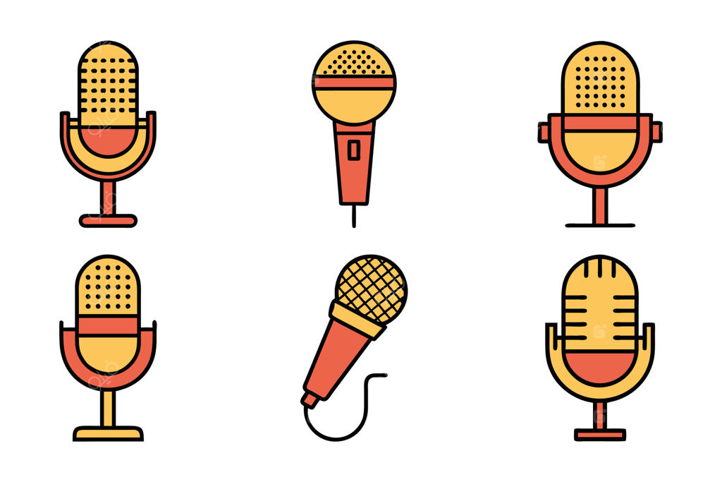 مجموعه آیکون‌های سیلوئت میکروفون
