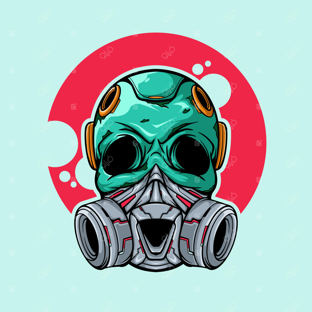 تصویر جمجمه با ماسک گاز