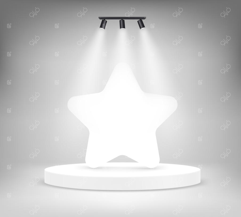 صحنه روشن و دایره‌ای با سکوی گرد و طرح ستاره