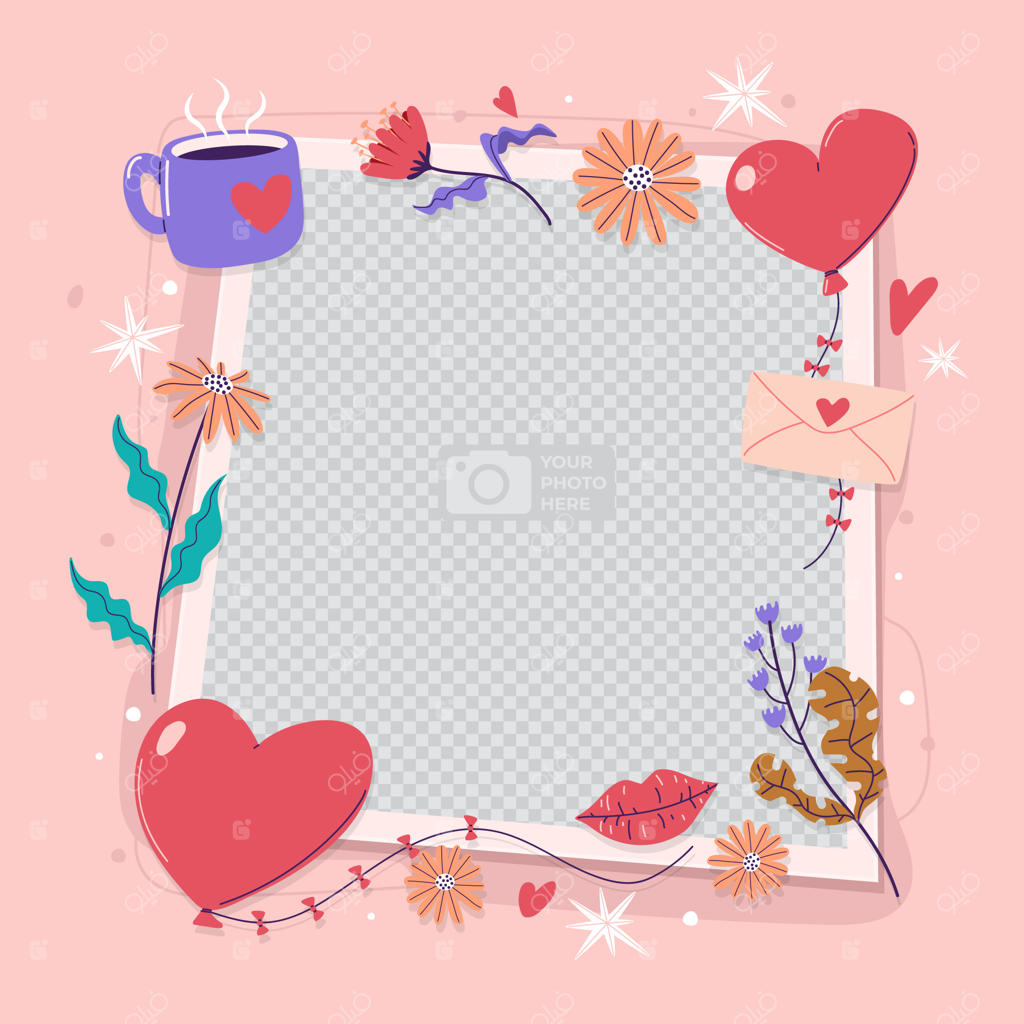 قالب قاب عکس عاشقانه با طراحی تخت
