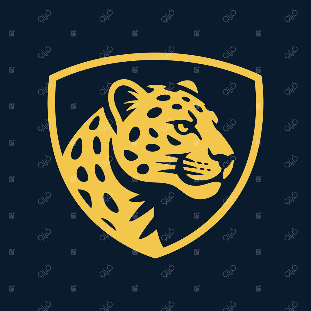 لوگوی سر پلنگ طلایی درون سپر روی پس‌زمینه تاریک