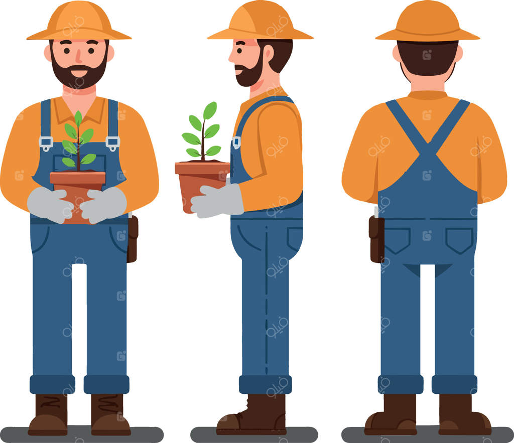 باغبانی با استفاده از لباس‌های جین، در حال نگهداری گلدان‌های گل در تصویری شاداب که نشان‌دهنده تعهد و روحیه پرورش‌دهنده در یک صحنه پر انرژی باغبانی است