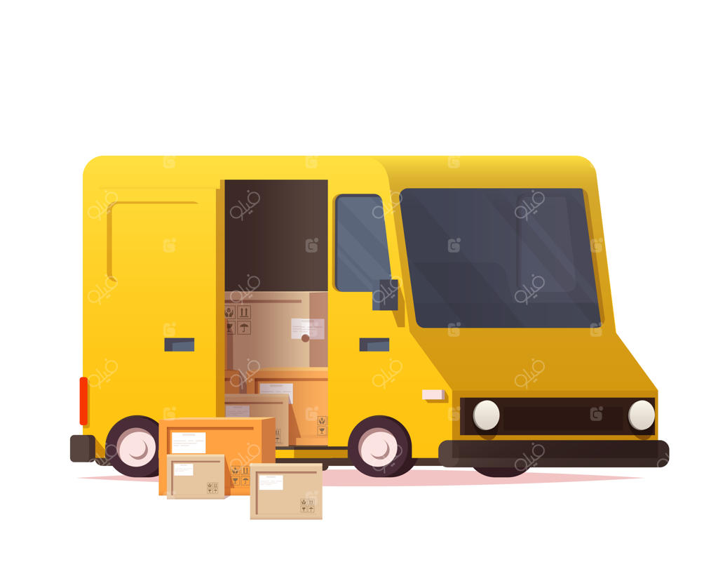 کامیون تحویل با بسته‌های پستی