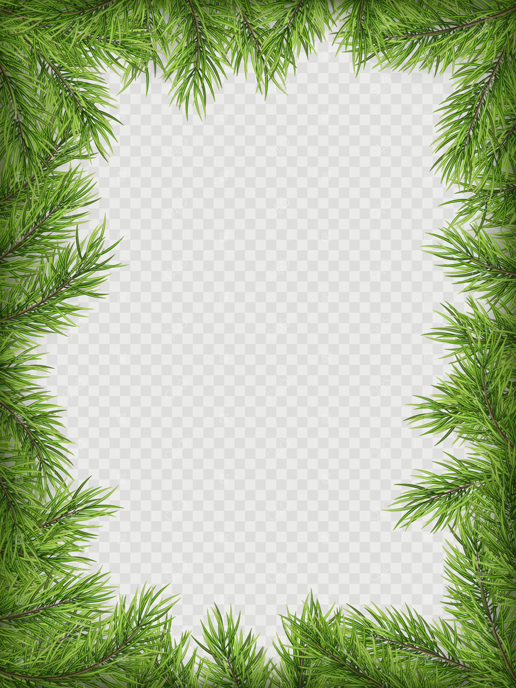 قاب کریسمس با شاخه‌های کاج و سایه