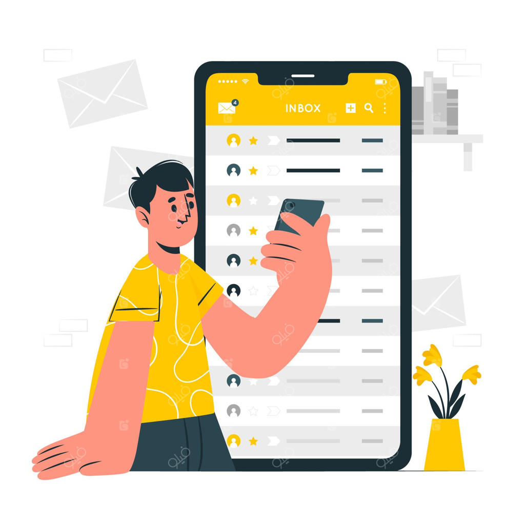 تصویر مفهومی صندوق ورودی موبایل