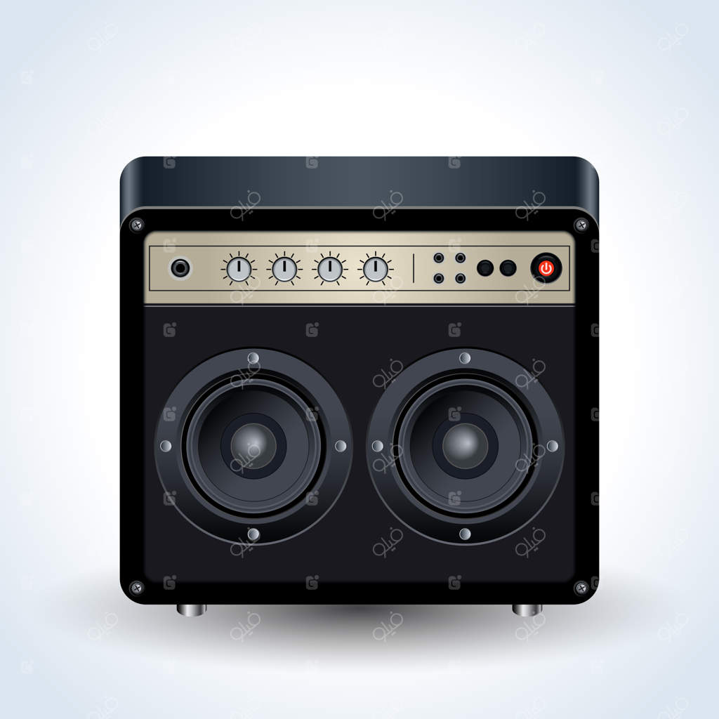 طرح وکتور واقع‌گرایانه آمپلی‌فایر گیتار