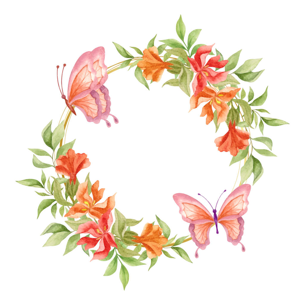 قاب گل‌های آبرنگی زیبا برای کارت تبریک یا مونوگرام عروسی