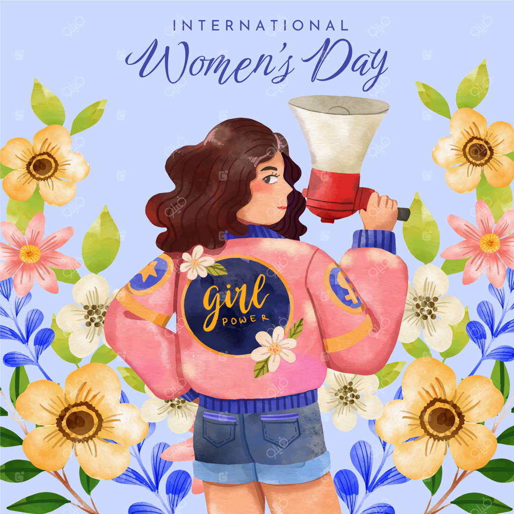 تصویرسازی روز جهانی زن با آبرنگ